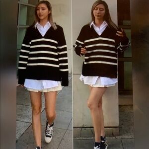 Zara Black and White Striped Sweater